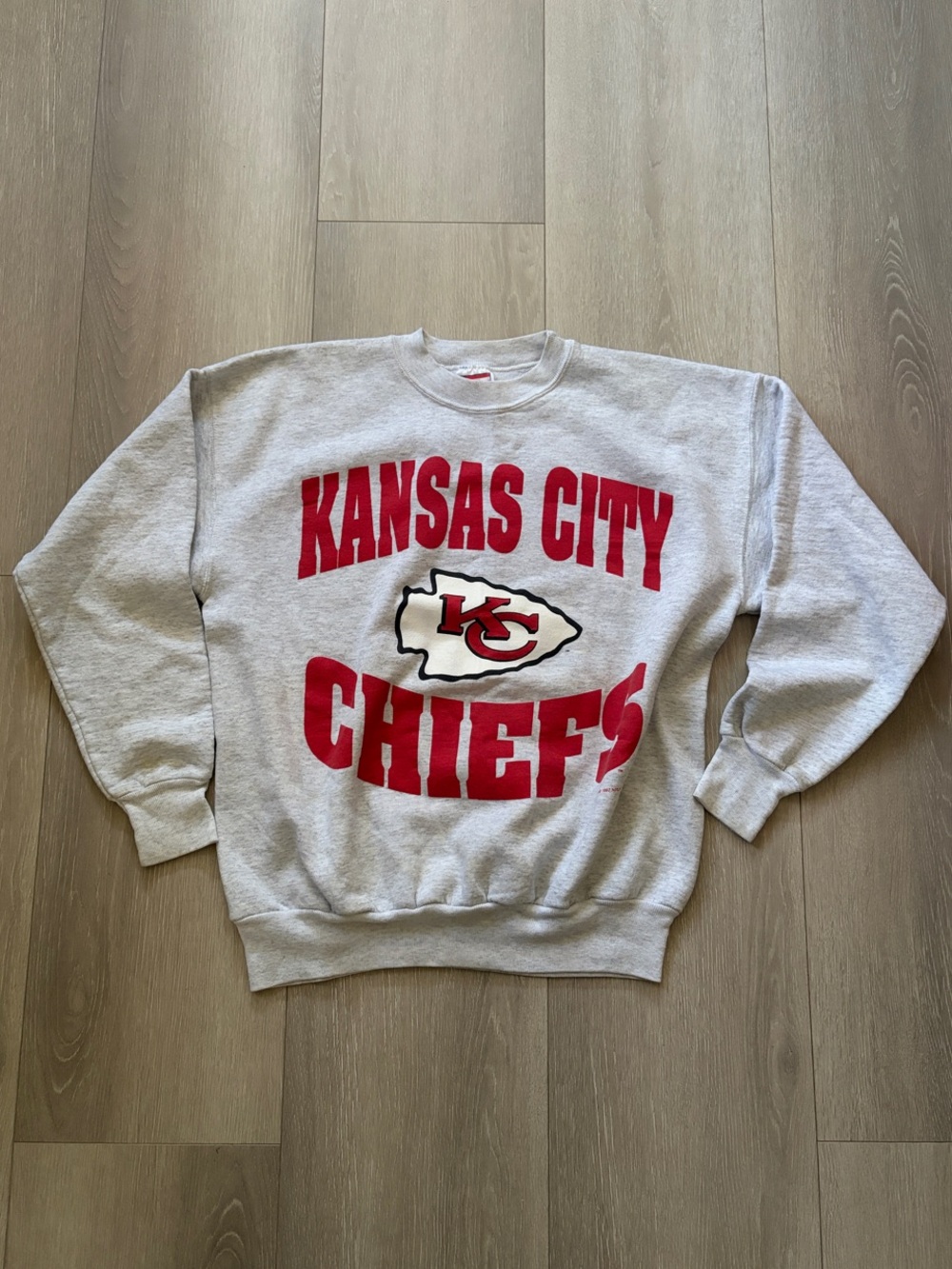 NFL Kansas City Chiefs Gray Crewneck with Red Logo